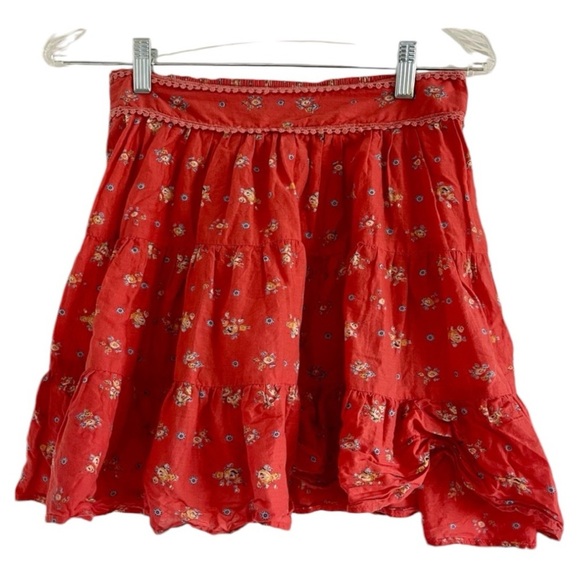 KIMCHI BLUE Women’s‎ Orange/Red Floral Flare Mini Skirt-Size S - Picture 1 of 5